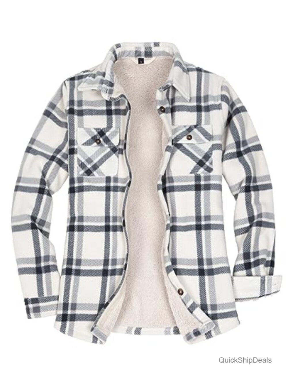 Women's Sherpa Lined Flannel Shacket Long Sleeve Button Plaid